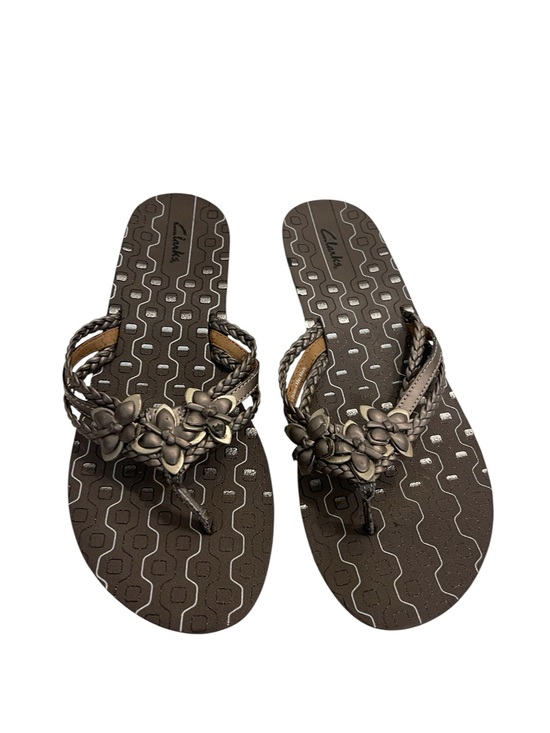 Clarks Shoes - Clarks Women's Floral Braided Thong Sandals - Bronze Flip Flops Shoes